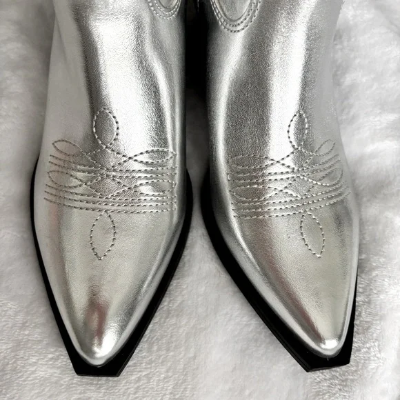 INDIGO RD Yoley Metallic Silver Mid-Calf Cowboy Boots--NEW--5.5 - Picture 5 of 13